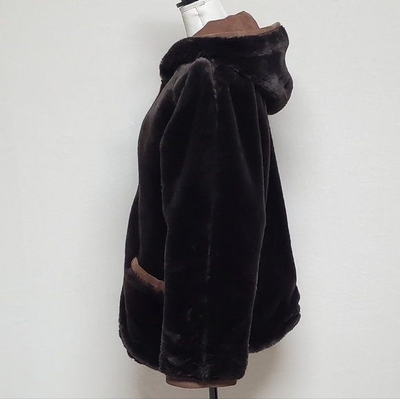 VINTAGE Hamilton Manor Reversible Suede Leather Sherpa Hooded Oversized Jacket - Picture 13 of 16